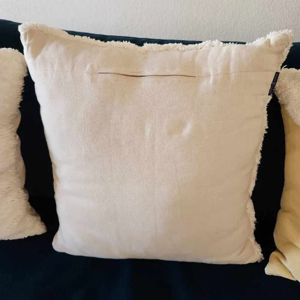 Scott living cream golden fuzzy textured decorative pillows 19x17 couch pillow s
